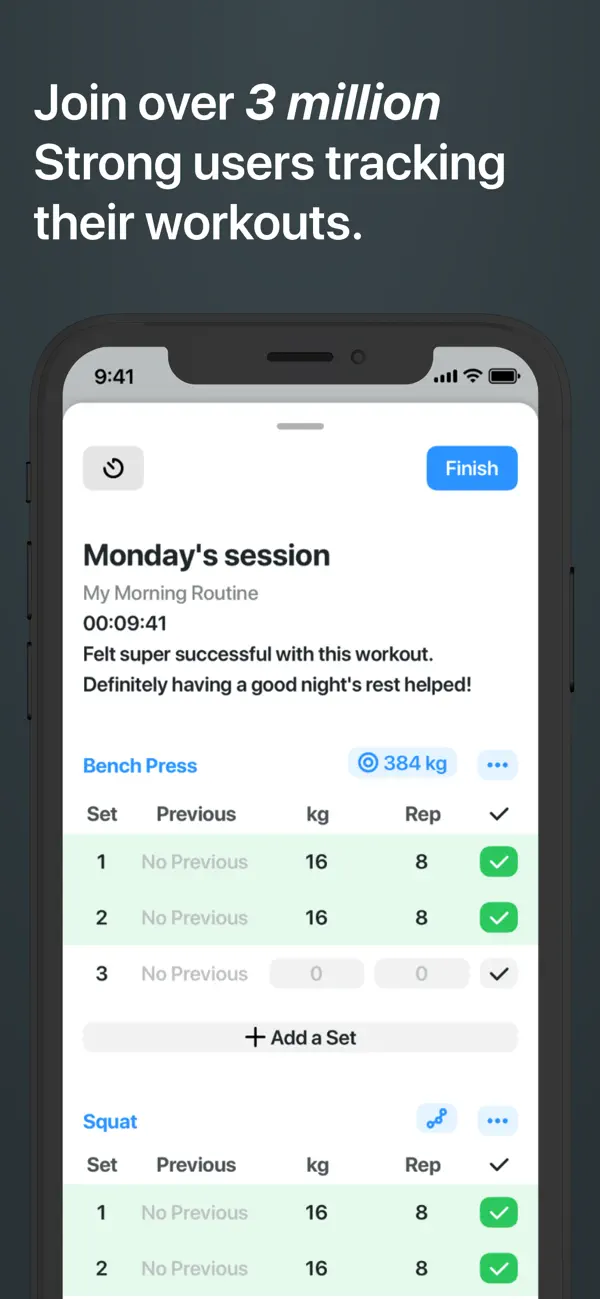 Strong Workout Tracker Gym Log app screenshot 1